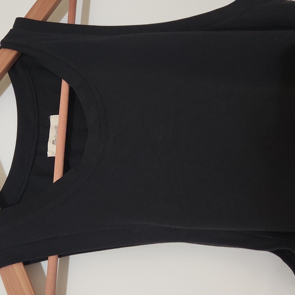 Madewell Black Sleeveless Midi Dress with Ruffle Hem